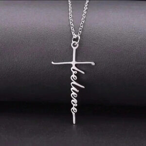 Believe God Jesus Cross Necklace
